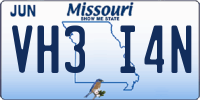 MO license plate VH3I4N