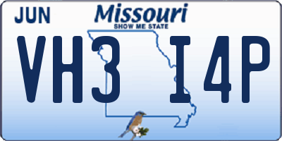 MO license plate VH3I4P