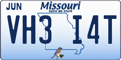 MO license plate VH3I4T