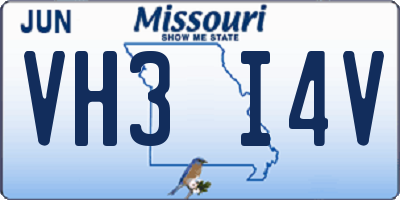 MO license plate VH3I4V