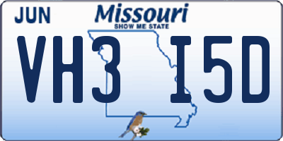 MO license plate VH3I5D