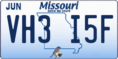 MO license plate VH3I5F