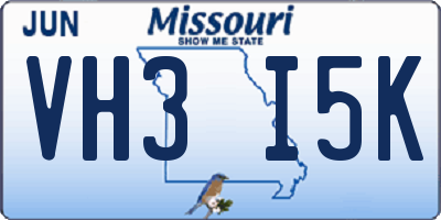MO license plate VH3I5K