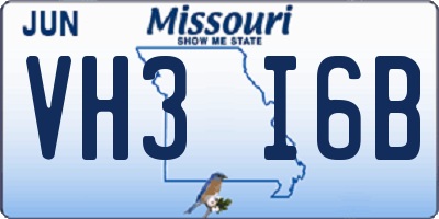 MO license plate VH3I6B