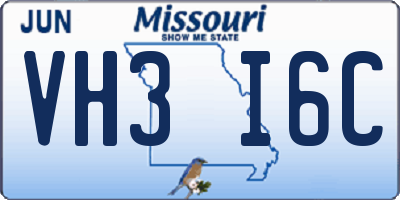 MO license plate VH3I6C