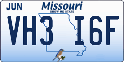 MO license plate VH3I6F