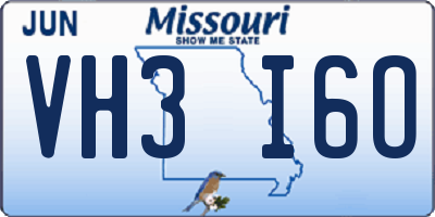 MO license plate VH3I6O