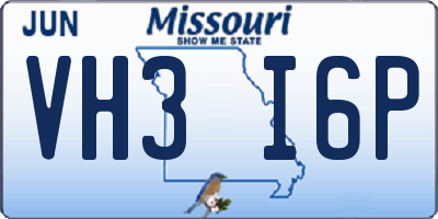 MO license plate VH3I6P