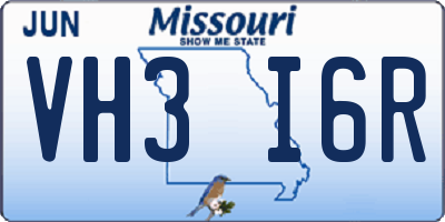 MO license plate VH3I6R