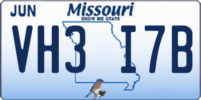 MO license plate VH3I7B