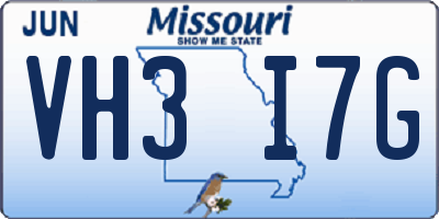 MO license plate VH3I7G