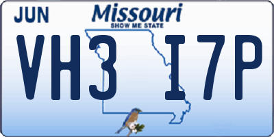 MO license plate VH3I7P