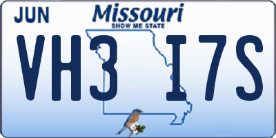 MO license plate VH3I7S