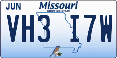 MO license plate VH3I7W