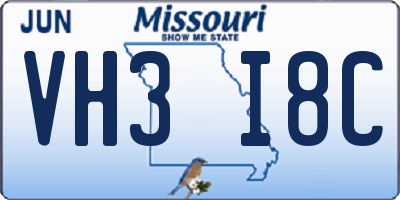 MO license plate VH3I8C