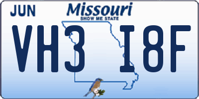 MO license plate VH3I8F