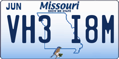 MO license plate VH3I8M