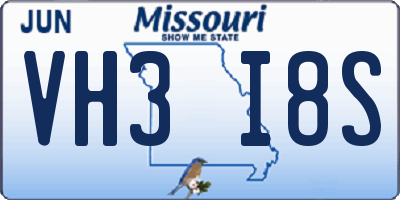 MO license plate VH3I8S