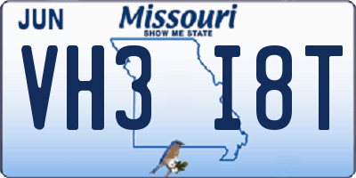 MO license plate VH3I8T