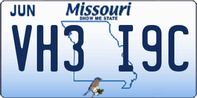 MO license plate VH3I9C