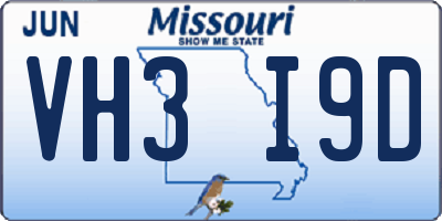 MO license plate VH3I9D