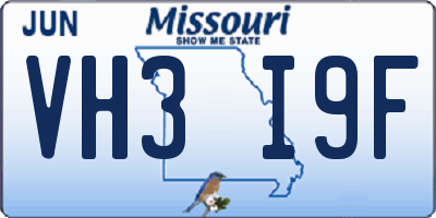 MO license plate VH3I9F