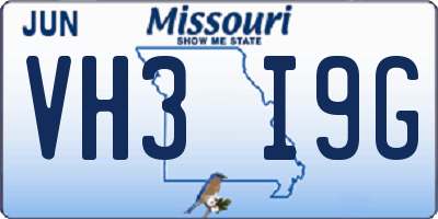 MO license plate VH3I9G