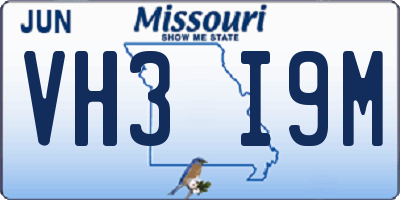 MO license plate VH3I9M