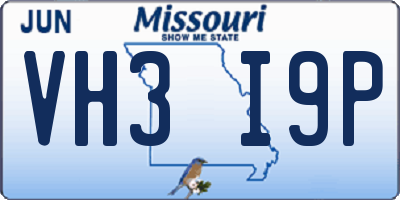 MO license plate VH3I9P