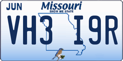 MO license plate VH3I9R