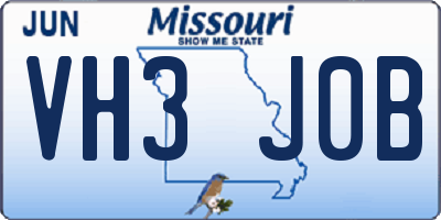 MO license plate VH3J0B