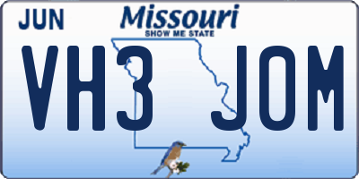 MO license plate VH3J0M
