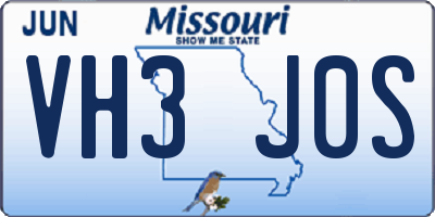 MO license plate VH3J0S