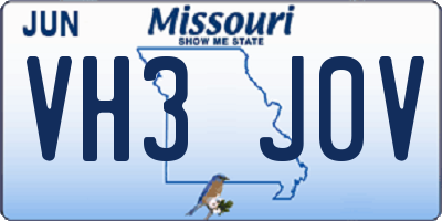MO license plate VH3J0V