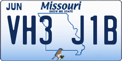 MO license plate VH3J1B