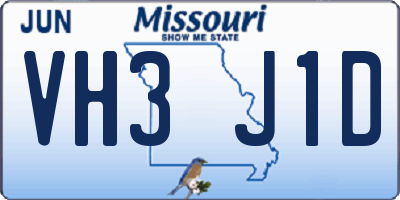 MO license plate VH3J1D