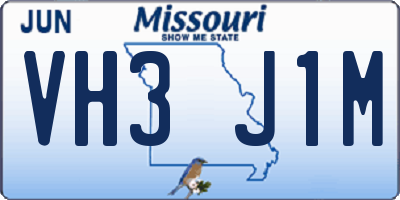 MO license plate VH3J1M