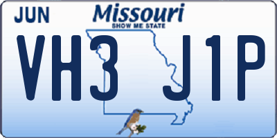 MO license plate VH3J1P