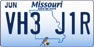 MO license plate VH3J1R