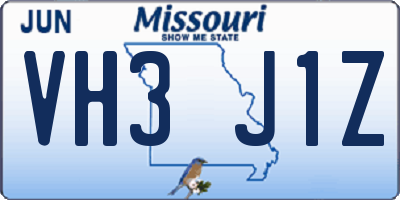 MO license plate VH3J1Z