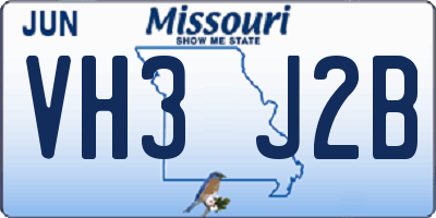 MO license plate VH3J2B