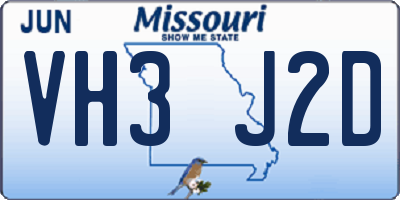 MO license plate VH3J2D