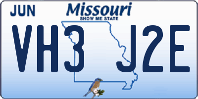 MO license plate VH3J2E
