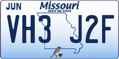 MO license plate VH3J2F