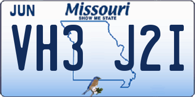 MO license plate VH3J2I