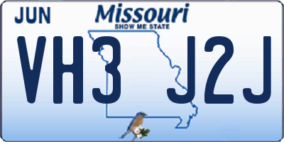 MO license plate VH3J2J