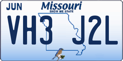 MO license plate VH3J2L