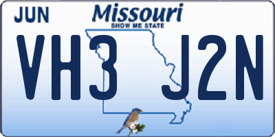 MO license plate VH3J2N