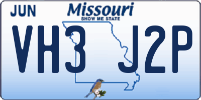 MO license plate VH3J2P