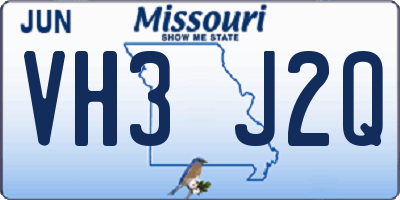 MO license plate VH3J2Q